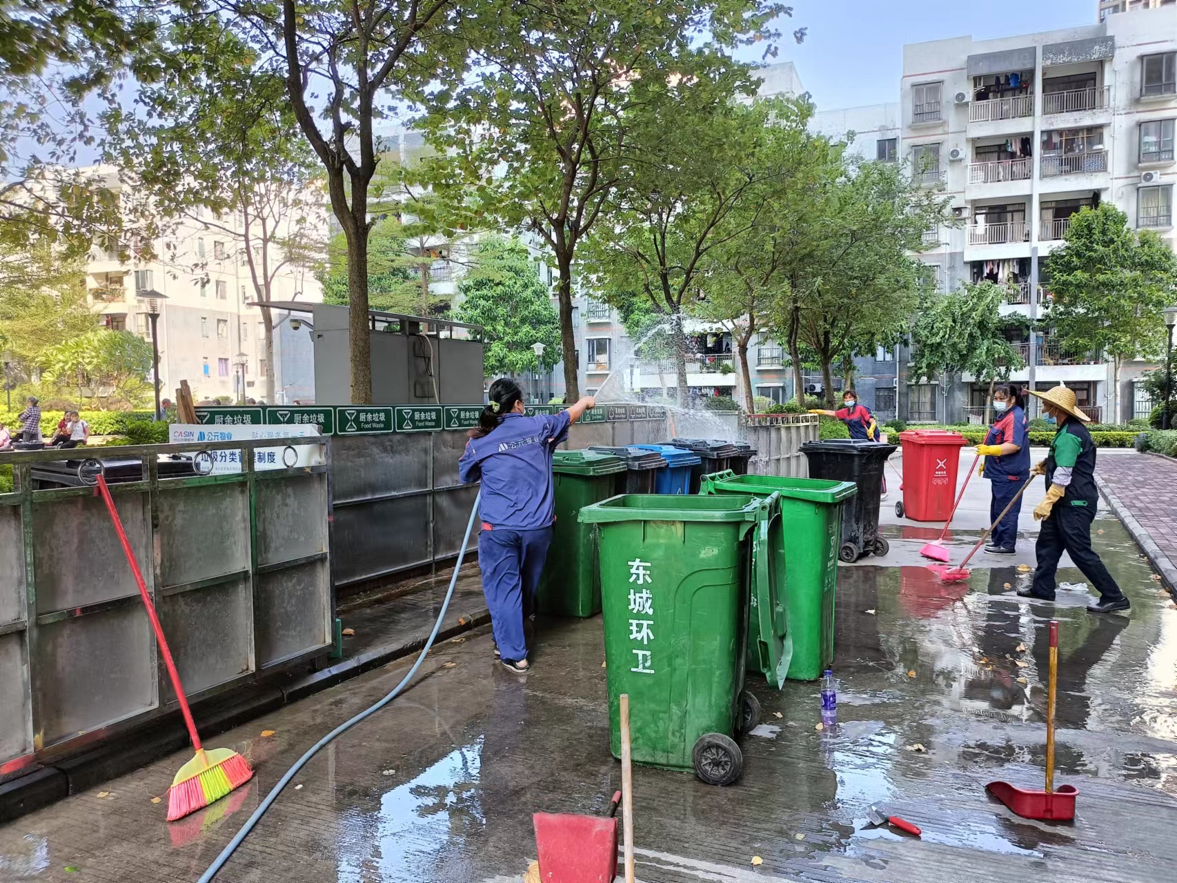 清理綠化帶垃圾，清洗各各棟樓大堂地面與消毒垃圾池6.jpg